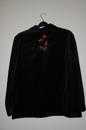 +MBAHB #19-175  "Quacker Factory Black Velvet Rose Embroidered Jacket"