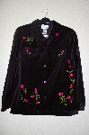 +MBAHB #19-175  "Quacker Factory Black Velvet Rose Embroidered Jacket"