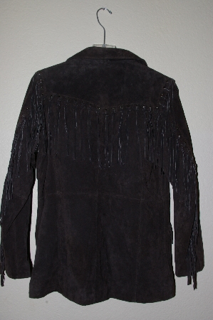 +MBAHB #19-134  "Excelled "Brown" Fringe & Whip Stitch Detailed Suede Jacket"