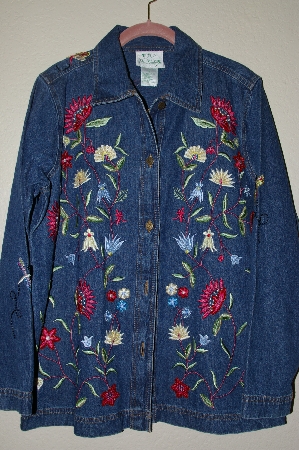 +MBAHB #19-108  "Quacker Factory Floral Embroidered Denim Jacket"