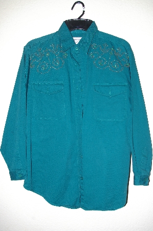 +MBAHB #19-068  "Full Steam Green One Of A Kind Hand Beaded Shirt"