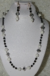 +MBAHB #19-245  "Howlite, Fancy Matalic Finish Crystal, Clear AB Crystals & Black Fire Polished Bead Necklace & Earring Set"
