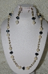 +MBAHB #19-273  "River Stone, Fancy Black Matalic Crystal, Fancy AB Clear Crystal & Smoke Fire Polished Glass Bead Necklace & Earring Set"