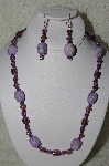 +MBAHB #19-321  "Dyed Purple Howlite, Purple Luster Glass & Purple Fire Polished Glass Bead Necklace & Earring Set"