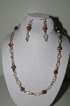 +MBAHB #19-309   "Rhodonlite, Clear Luster Glass & Smoke Glass Bead Necklace & Earring Set"