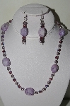 +MBAHB #19-303  "Purple Howlite, Purple Fire Polished Glass Bead & Purple Glass Pearl Necklace & Earring Set"