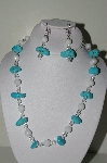 +MBAHB #19-313  "Turquoise, White Jade & Clear Fire Polished Glass Bead Necklace & Earring Set"