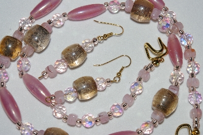+MBAHB #19-387  "Fancy Pink Crystal & Glass Bead Necklace & Earring Set"