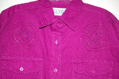 +MBAHB #25-064  "Full Steam Purple Fancy Hand Beaded Shirt"