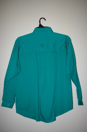 +MBAHB #25-058  "Full Steam Bright Green Fancy Hand Beaded Shirt"