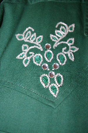 +MBAHB #25-052  "Manisha DK Green Western Cut Fancy Glass Beaded Shirt"