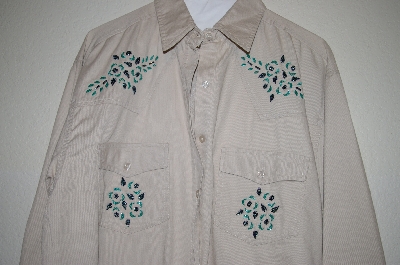 +MBAHB #25-028  "Manisha Tan Fancy Hand Beaded Western Style Shirt"