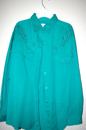 +MBAHB #25-010  "Full Steam Green Bead & Gemstone Shirt"