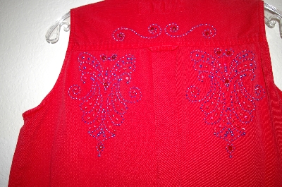 +MBAHB #25-119 "Anchor Blue Red Fancy Hand Beaded Sleveless Top"