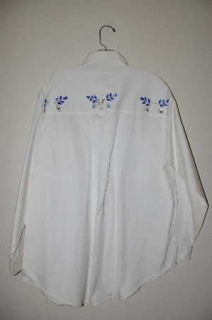 +MBAHB #13-034  "Manisha 1980's White One Of A Kind Hand Beaded Shirt"