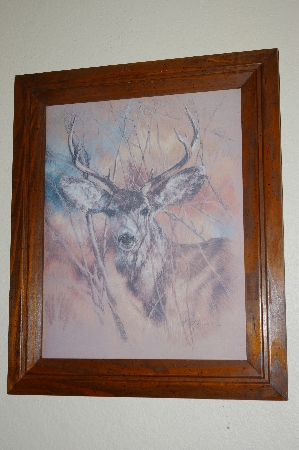 +MBA #FL9-022  "1978 Framed Deer Head Lithograph" By Artist K.Maroon