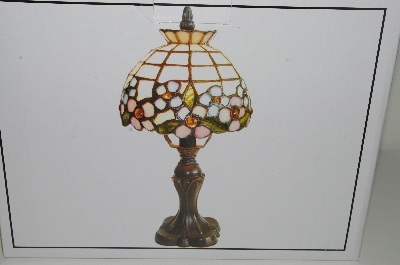 +MBAHB #19-485  "2003 Tiffany Style Amber Floral Stained Glass Accent Lamp"