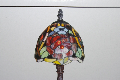 +MBAHB #10-444  "2003 Tiffany Style Rose Stained Glass Accent Lamp"