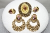 +MBA #88-105  "Vintage 5 Piece Set Of Rose Hand Painted Porcelain Jewelry"