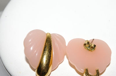 +MBA #88-200  "Avon Fancy Heart Pink Acrylic Pierced Earrings"