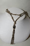 +MBA #88-120  "Vintage Silver Tone 2 Strand Fancy Chain Tassle Necklace"