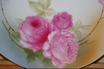 +MBA #GHPR  "German Hand Painted Pink Rose Serving Plate