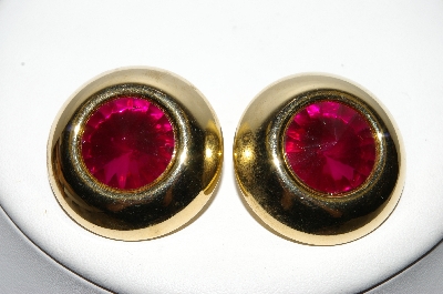 +MBA #88-023  "Gold Plated Pink Acrylic Stone Pierced Earrings"