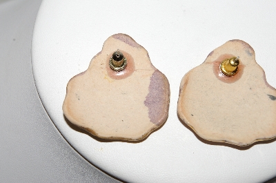 "HOLD" MBA #88-417  "Vintage Hand Made Ceramic Pierced Earrings"