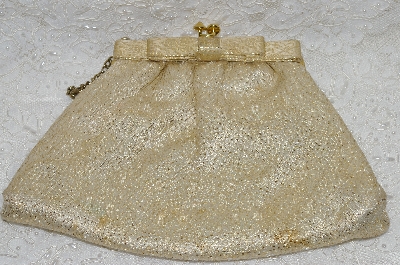 +MBA #FL7-043     "Vintage Gold Fabric Clutch With Chain"