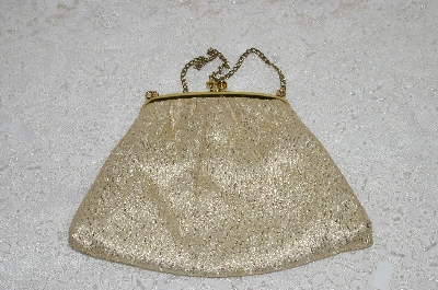 +MBA #FL7-043     "Vintage Gold Fabric Clutch With Chain"