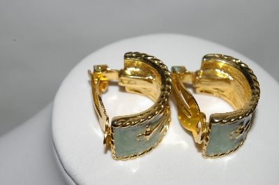 +MBA #87-231  "Gold Plated Enameled Anchor Clip On Earrings"
