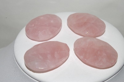 +MBA #87-217  "Set Of 4 Large Oval  Faceted Rose Quartz Beads"