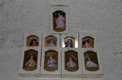 +MBA #SG9-179    "DG Creations Set Of 9 Pretty Woman Porcelain Doll Ornaments"