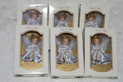 +MBA #SG9-148   "2004 Set Of 6 Porcelain Angel Joy White Doll Ornaments"