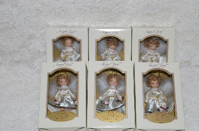 +MBA #SG9-165   "2004 Cream Colored Set Of 6 Angel Joy Porcelain Doll Ornaments"