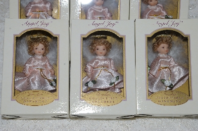 +MBA #SG9-173    "2004 Peach Colored Set Of 6 AngellJoy Porcelain Doll Ornaments"