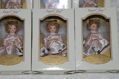 +MBA #SG9-173    "2004 Peach Colored Set Of 6 AngellJoy Porcelain Doll Ornaments"