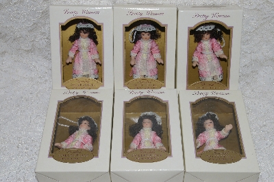 +MBA #SG9-16   "2004  Set Of 6 Pink With Lace & Ribbon Pretty Women Collectible Doll Ornaments"
