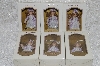 +MBA #SG9-021    "2004 Set Of 6 Lavender & White/Blonde Collectible Porcelain Doll Ornaments"