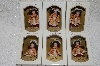 +MBA #SG9-046   "2004 Set Of 6 Peach & Maroon Brunette Collectible Porcelain Doll Ornaments"