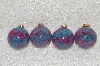 +MBA #SG9-068    "Set Of 4 One Of A Kind Hand Painted Pink & Green Glass Ornaments"