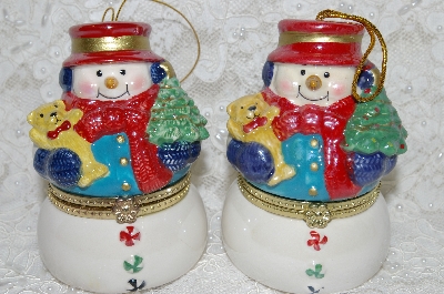 +MBA #SG9-082    "Mr. Christmas Set Of 2 Snowman Animated Music Box Ornaments"
