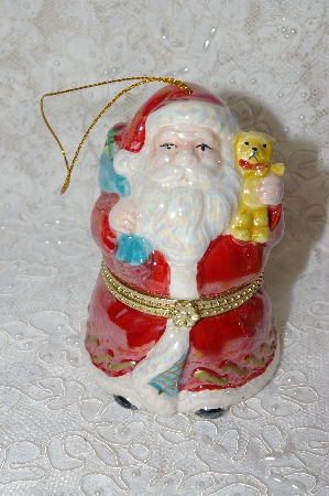 +MBA #SG9-087   "Mr. Christmas Set Of 2 Animated Santa Porcelain Music Box Ornaments"
