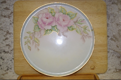 +MBA #7117  "Large Round Hand Painted Pink Rose Platter