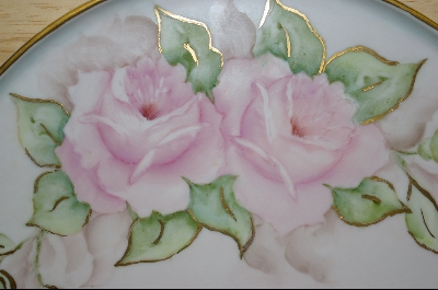 +MBA #7117  "Large Round Hand Painted Pink Rose Platter