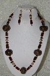 +MBAHB #33-199  "Fancy Coffee Bead & Brown Glass Bead Necklace & Matching Earring Set"