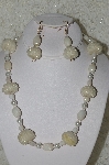 +MBAHB  #33-208  "Fancy Hand Made Clear AB Seed Bead Cluster Beads, White Luster Glass & White Glass Pearl Necklace & Matching Earring Set"