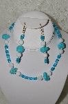 +MBAHB #33-179   "Fancy Turquoise, White Jade & Blue Cracked Glass Bead Necklace & Matching Earring Set"