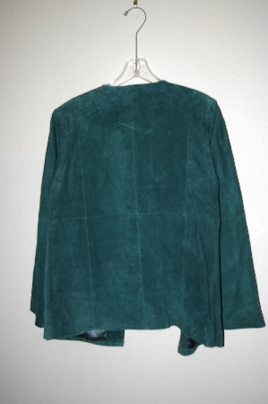 +MBADG #13-052  "Victor Costa Fully Lined Embelished Forest Green Suede Jacket"
