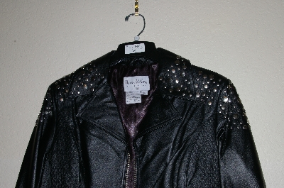 +MBADG #13-056  "Pamela McCoy Black Leather Studded Jacket"